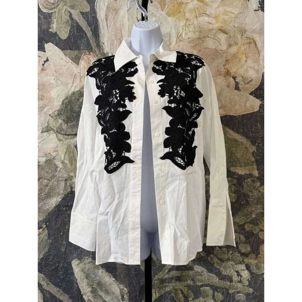 NWT Anthropologie Mare Mare Floral Tuxedo Buttondown Top Sz Small